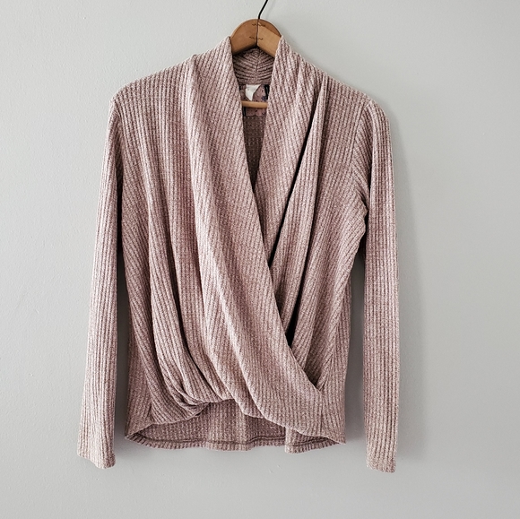 Anthropologie Tops - Anthro Akemi + Kin Beige Front Draped Sweater